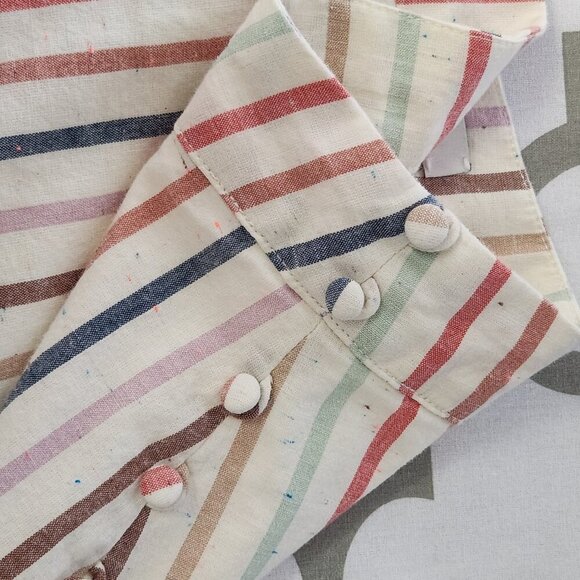 Madewell Flecked Rainbow Striped Skirt Size 8 Multicolor Button Slit - Picture 5 of 5